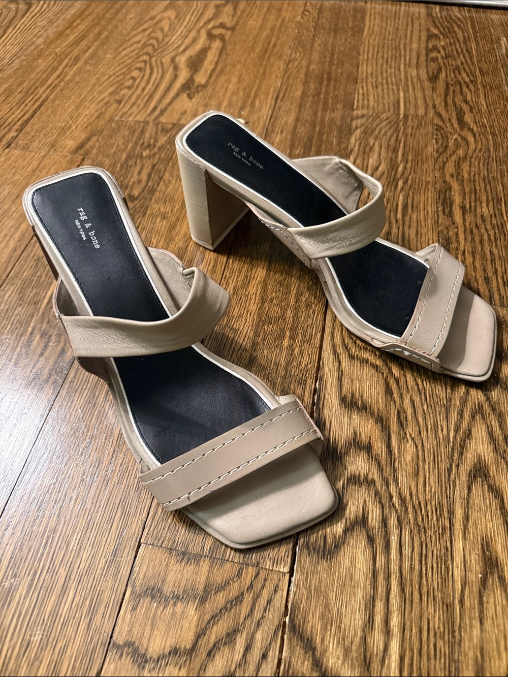 Rag & Bone Size 41 Grey Leather Chunky Block Heal 2 Strap Sandal - Picture 1 of 5